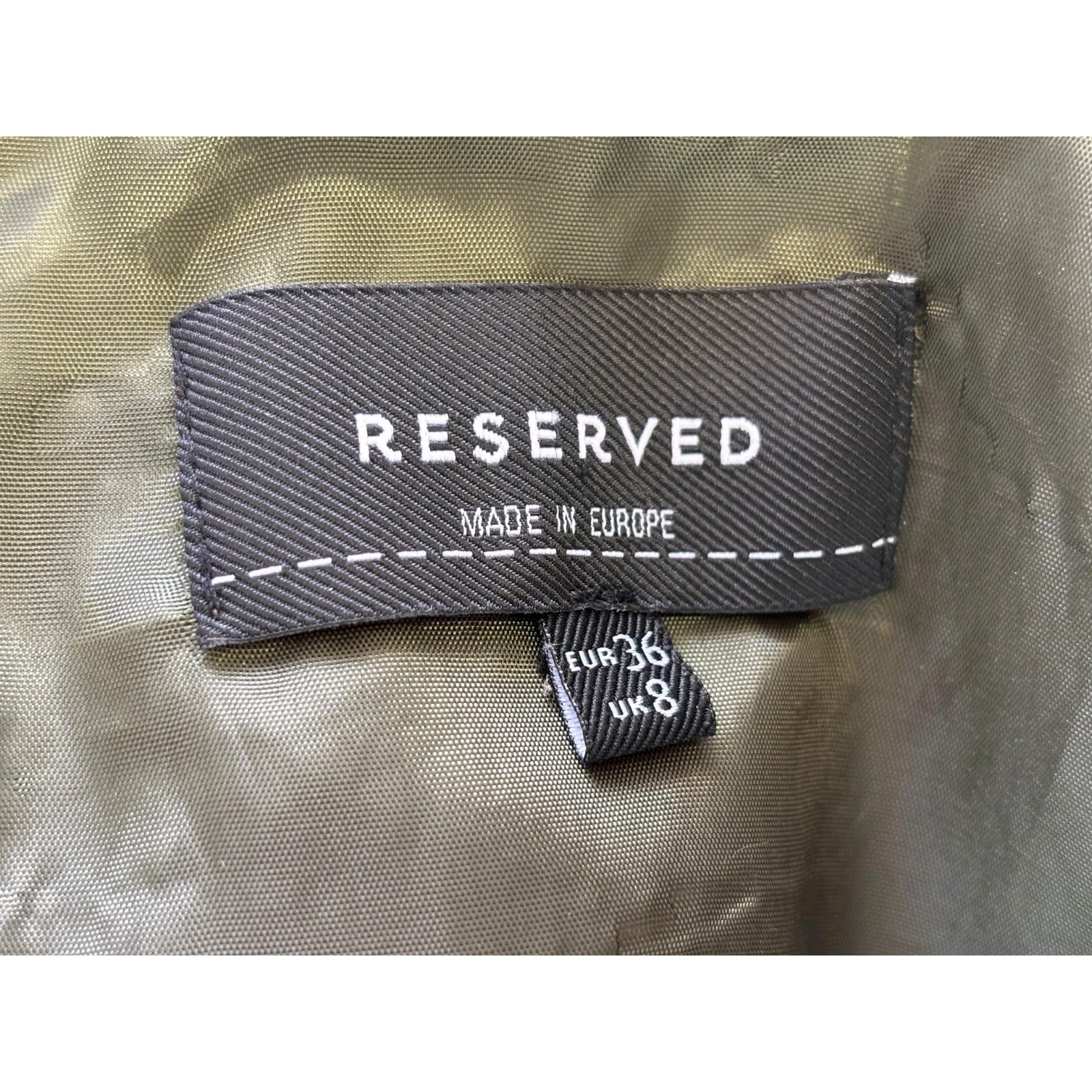 Reserved Bodycon Mini Dress Womens Size Eu 36 Us 6 Olive Green Short Sleeve — image 3 of 8